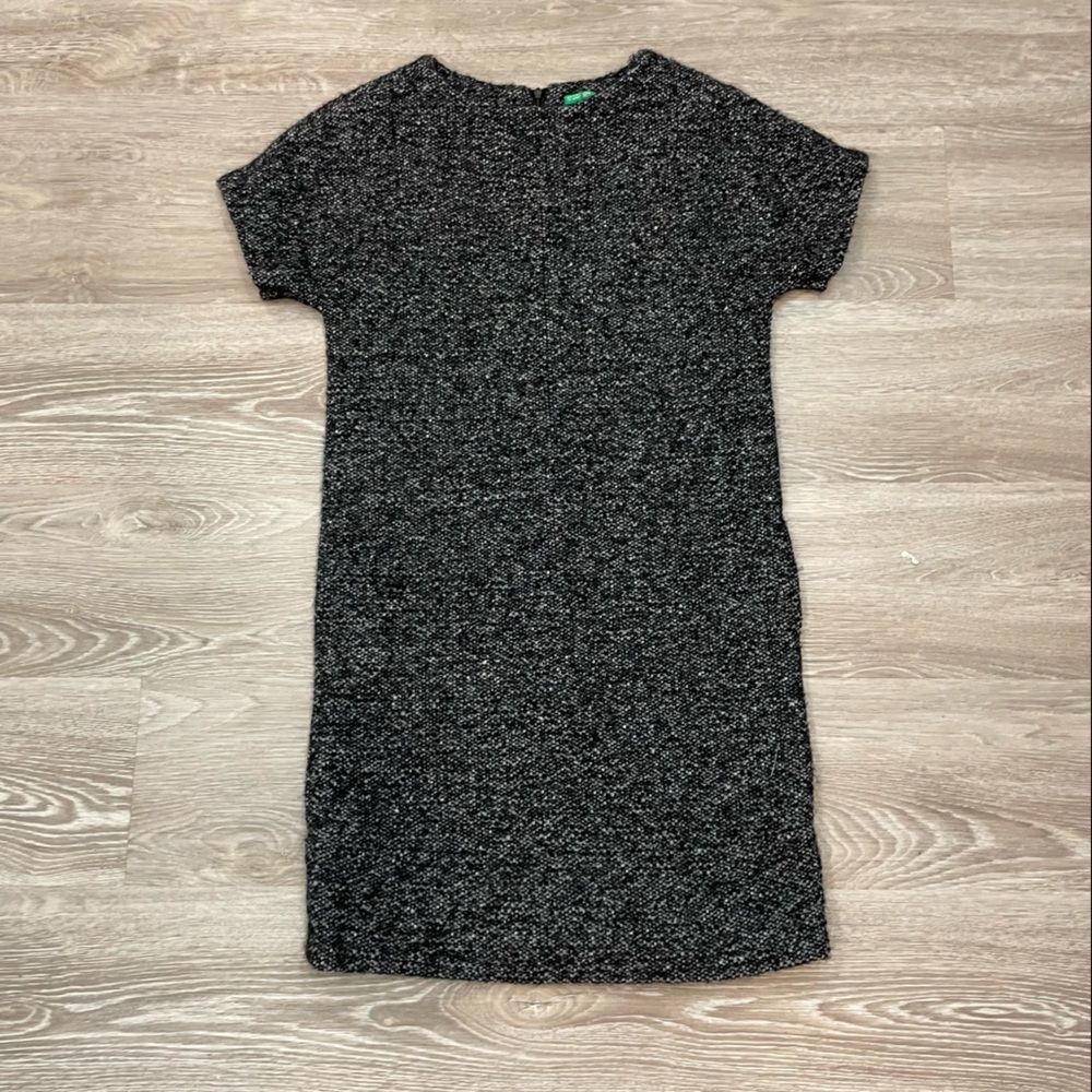 united colors of benetton gray wool mini dress tweed/boucle